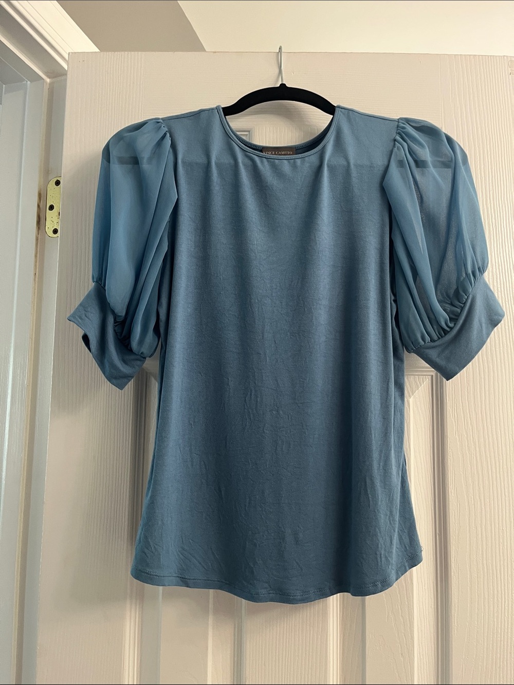 Vince Camuto Sky Blue Puff-Sleeve Blouse